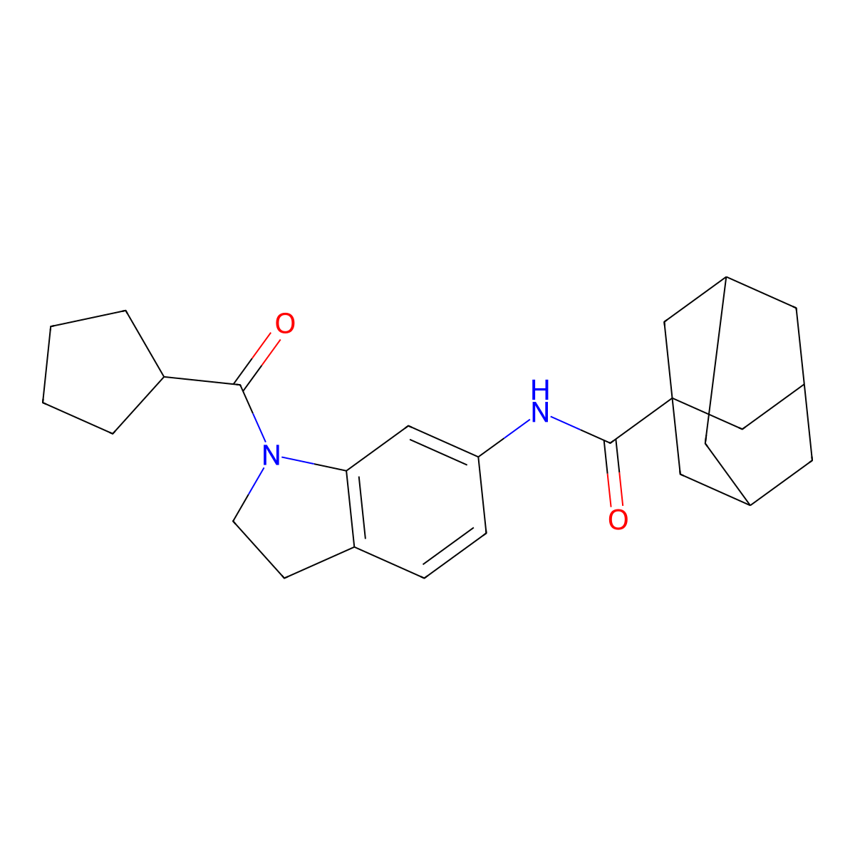 N-(1-cyclopentanecarbonyl-2,3-dihydro-1H-indol-6-yl)adamantane-1-carboxamide molecular structure, CAS 1058428-45-7