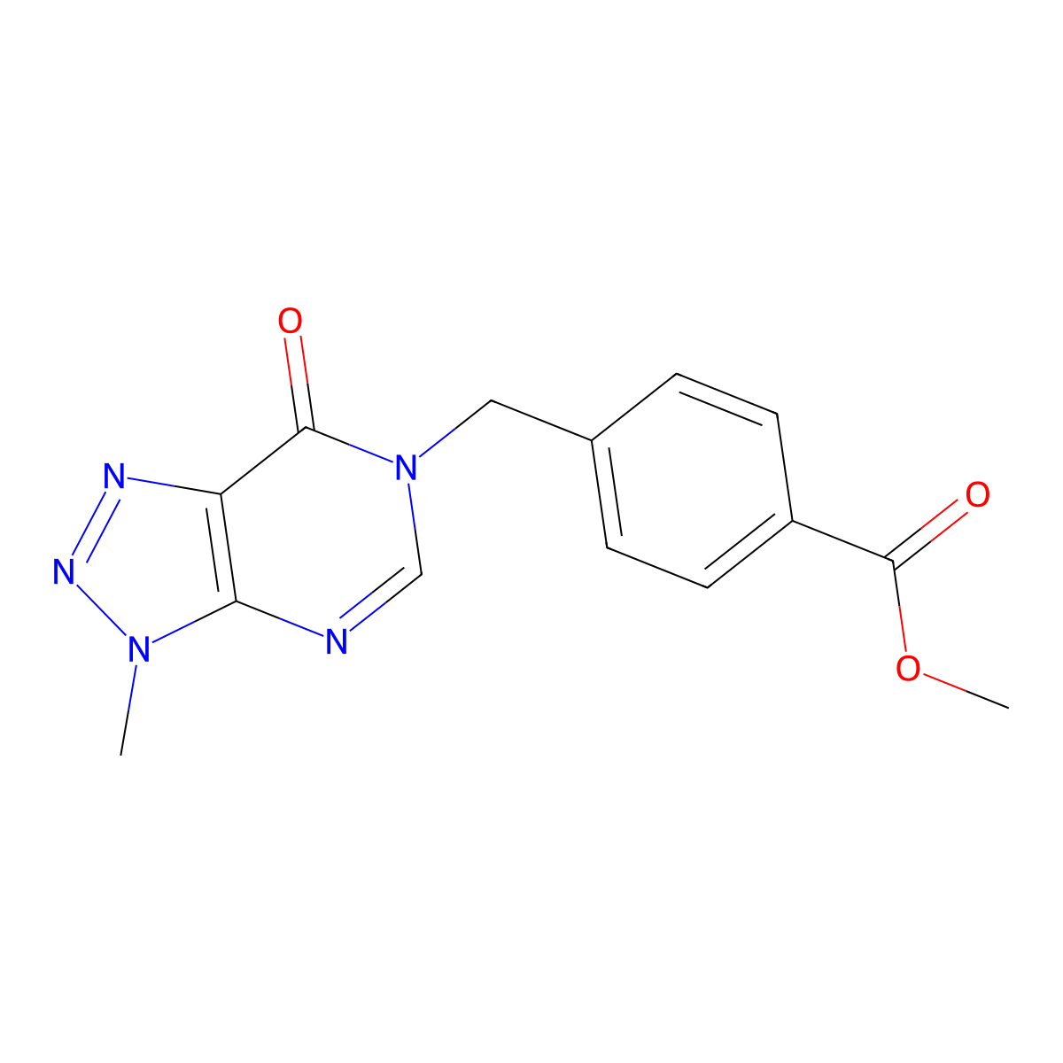 methyl 4-({3-methyl-7-oxo-3H,6H,7H-[1,2,3]triazolo[4,5-d]pyrimidin-6-yl}methyl)benzoate molecular structure, CAS 1058432-76-0