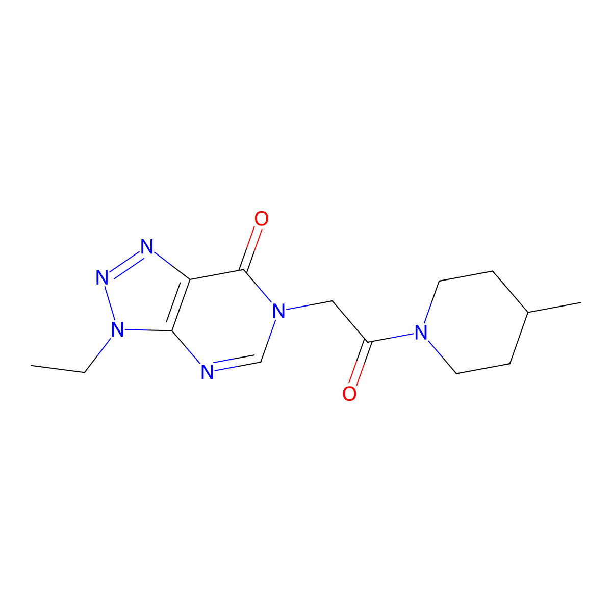 3-ethyl-6-(2-(4-methylpiperidin-1-yl)-2-oxoethyl)-3H-[1,2,3]triazolo[4,5-d]pyrimidin-7(6H)-one molecular structure, CAS 1058432-85-1