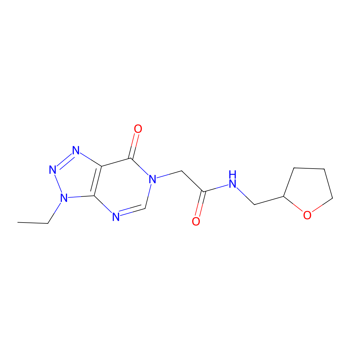 2-(3-ethyl-7-oxo-3H-[1,2,3]triazolo[4,5-d]pyrimidin-6(7H)-yl)-N-((tetrahydrofuran-2-yl)methyl)acetamide molecular structure, CAS 1058433-12-7