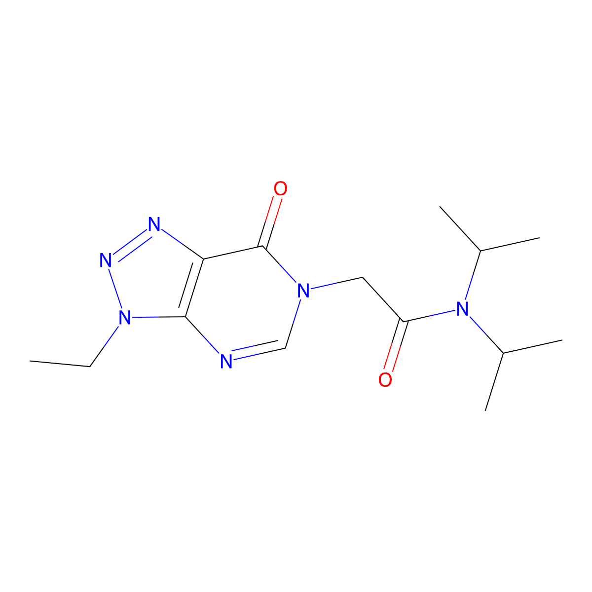 2-{3-ethyl-7-oxo-3H,6H,7H-[1,2,3]triazolo[4,5-d]pyrimidin-6-yl}-N,N-bis(propan-2-yl)acetamide molecular structure, CAS 1058433-19-4
