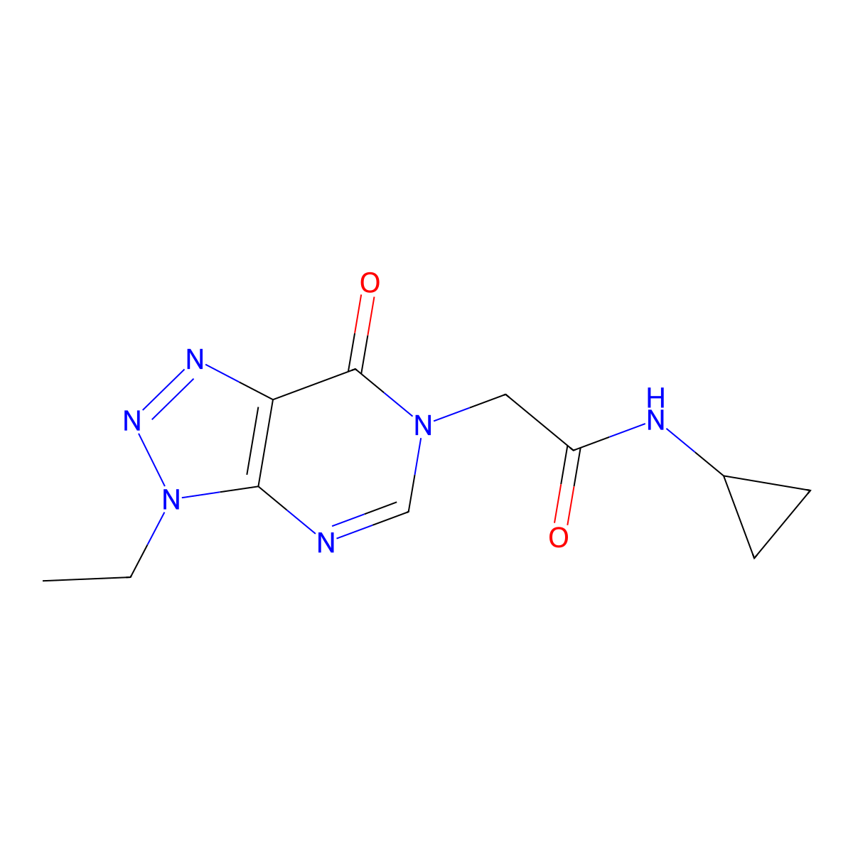 N-cyclopropyl-2-{3-ethyl-7-oxo-3H,6H,7H-[1,2,3]triazolo[4,5-d]pyrimidin-6-yl}acetamide molecular structure, CAS 1058433-21-8