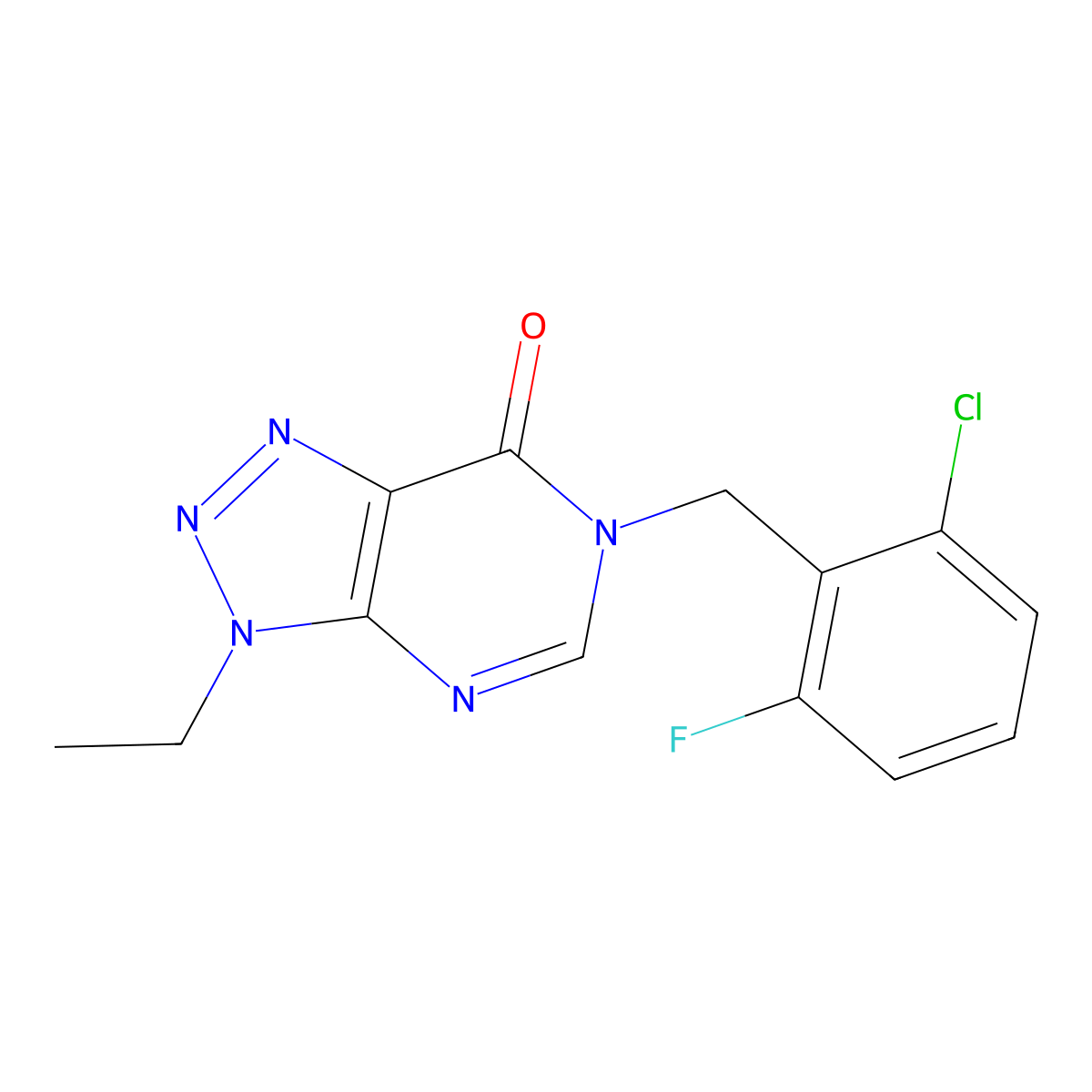 6-(2-chloro-6-fluorobenzyl)-3-ethyl-3H-[1,2,3]triazolo[4,5-d]pyrimidin-7(6H)-one molecular structure, CAS 1058433-27-4