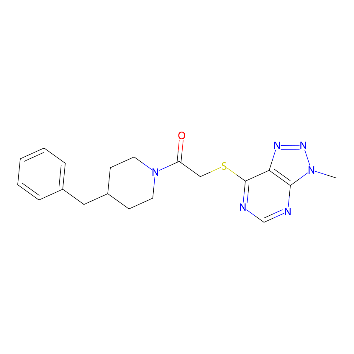 1-(4-benzylpiperidin-1-yl)-2-({3-methyl-3H-[1,2,3]triazolo[4,5-d]pyrimidin-7-yl}sulfanyl)ethan-1-one molecular structure, CAS 1058433-45-6