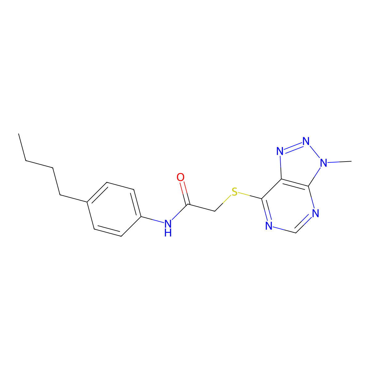 N-(4-butylphenyl)-2-({3-methyl-3H-[1,2,3]triazolo[4,5-d]pyrimidin-7-yl}sulfanyl)acetamide molecular structure, CAS 1058433-54-7