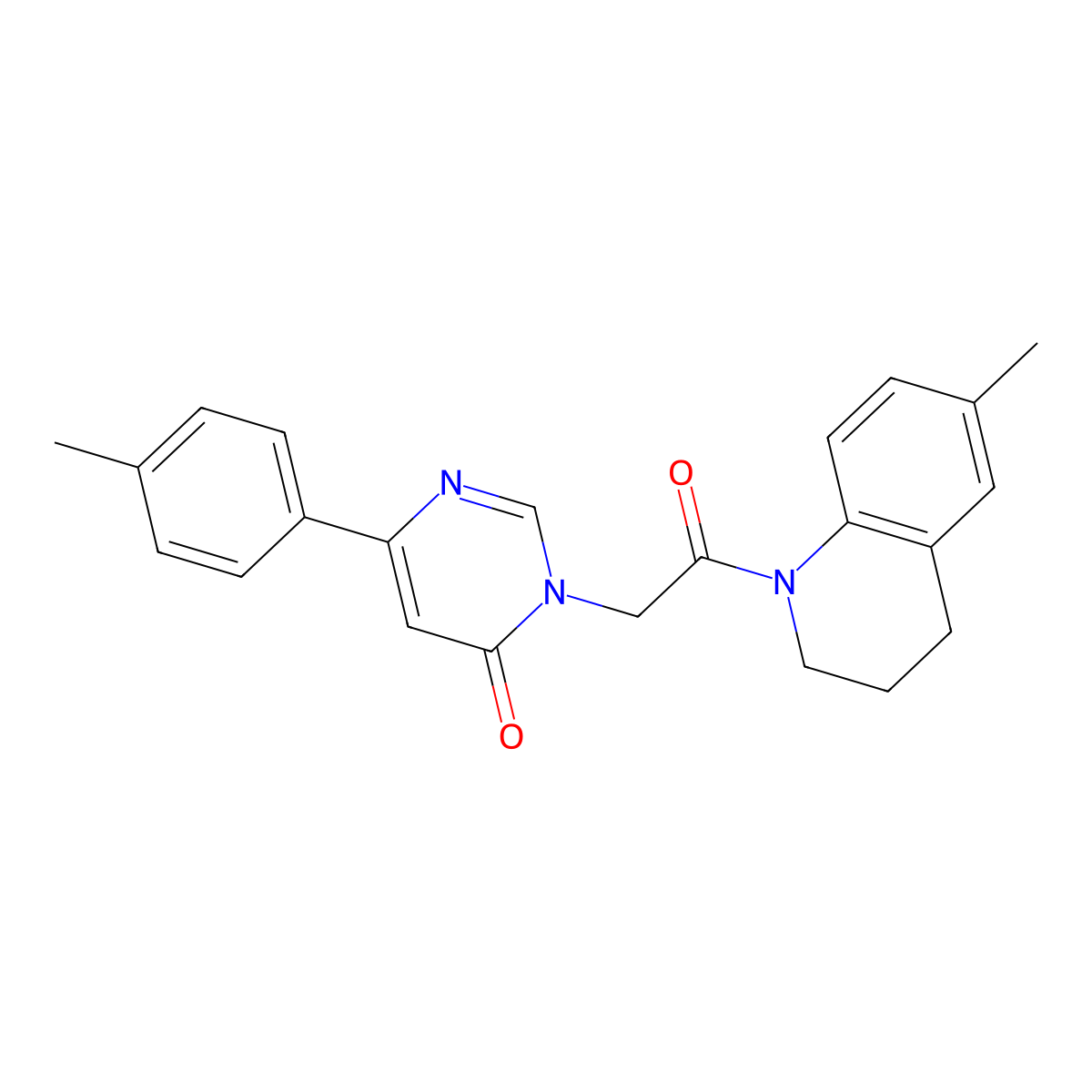 3-[2-(6-Methyl-1,2,3,4-tetrahydroquinolin-1-yl)-2-oxoethyl]-6-(4-methylphenyl)-3,4-dihydropyrimidin-4-one molecular structure, CAS 1058436-78-4