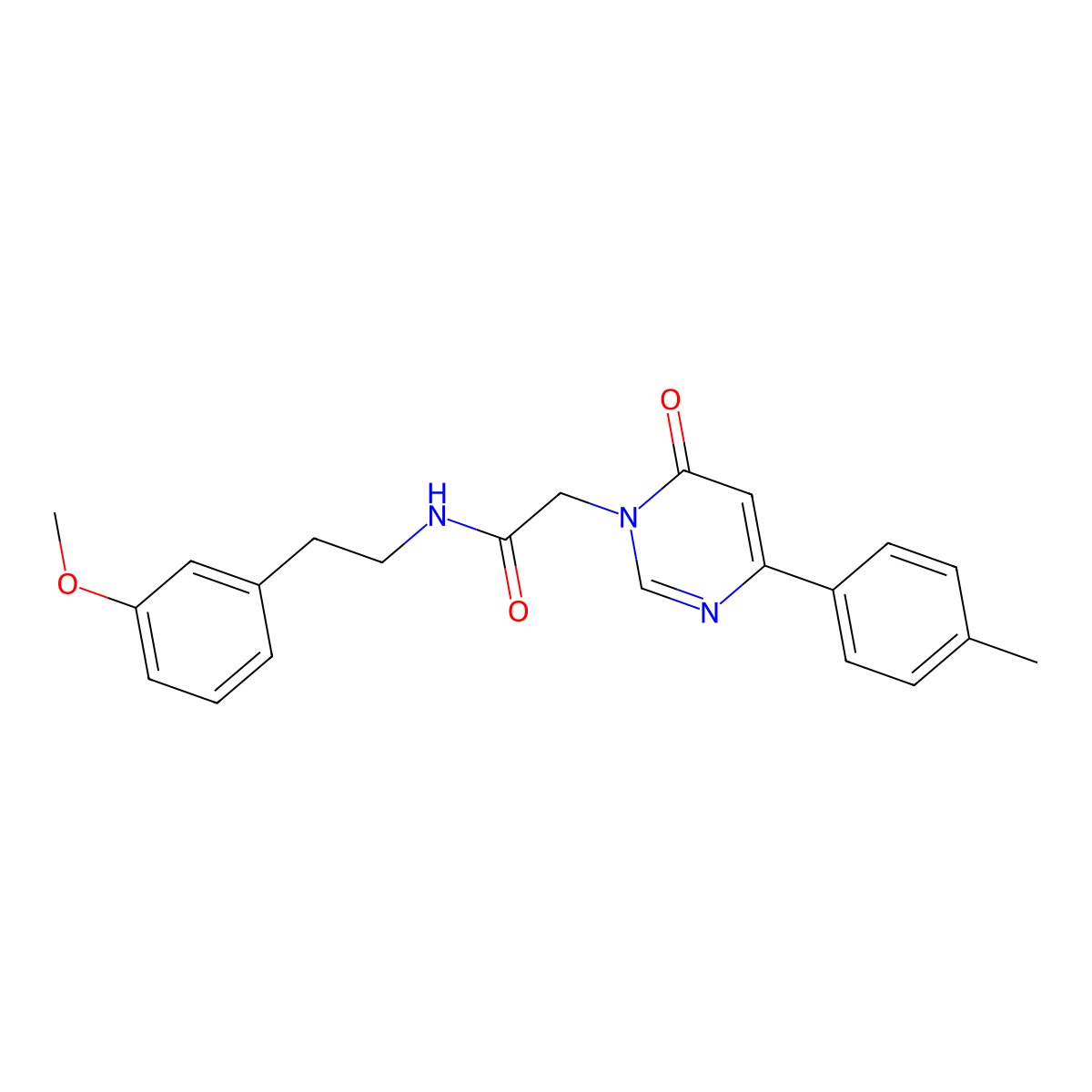 N-[2-(3-methoxyphenyl)ethyl]-2-[4-(4-methylphenyl)-6-oxo-1,6-dihydropyrimidin-1-yl]acetamide molecular structure, CAS 1058436-82-0