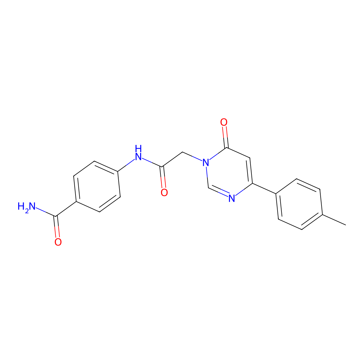 4-(2-(6-oxo-4-(p-tolyl)pyrimidin-1(6H)-yl)acetamido)benzamide molecular structure, CAS 1058436-83-1