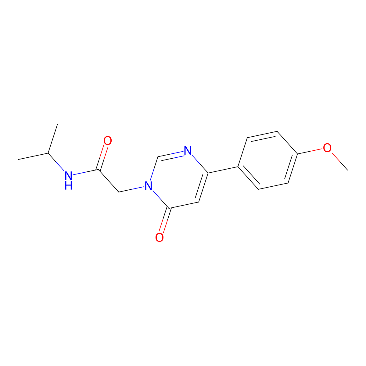 2-[4-(4-methoxyphenyl)-6-oxo-1,6-dihydropyrimidin-1-yl]-N-(propan-2-yl)acetamide molecular structure, CAS 1058436-90-0