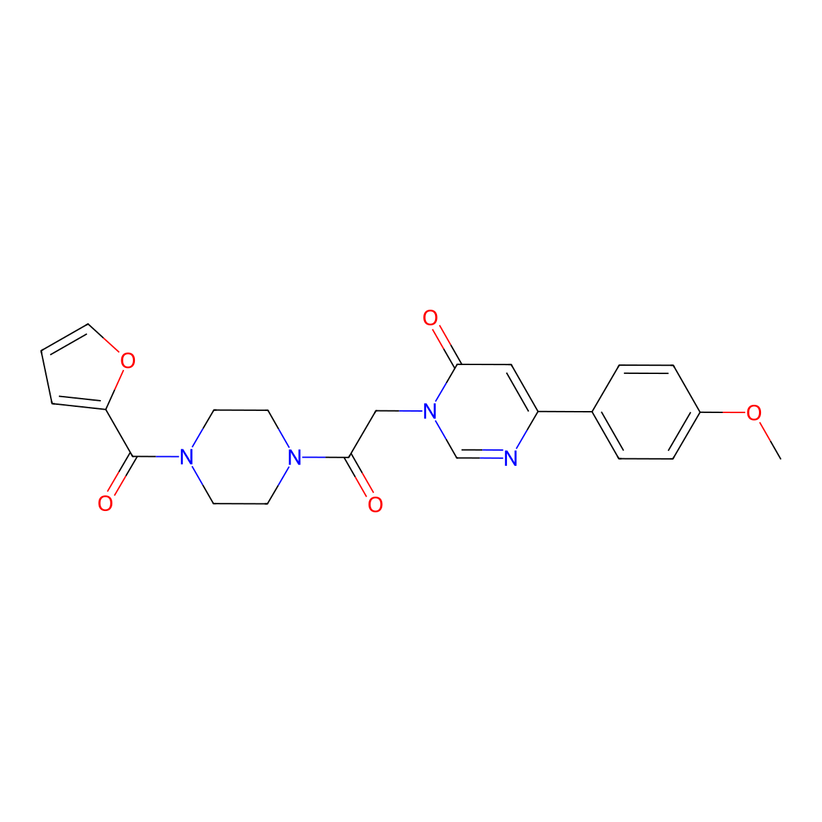3-{2-[4-(Furan-2-carbonyl)piperazin-1-yl]-2-oxoethyl}-6-(4-methoxyphenyl)-3,4-dihydropyrimidin-4-one molecular structure, CAS 1058436-98-8