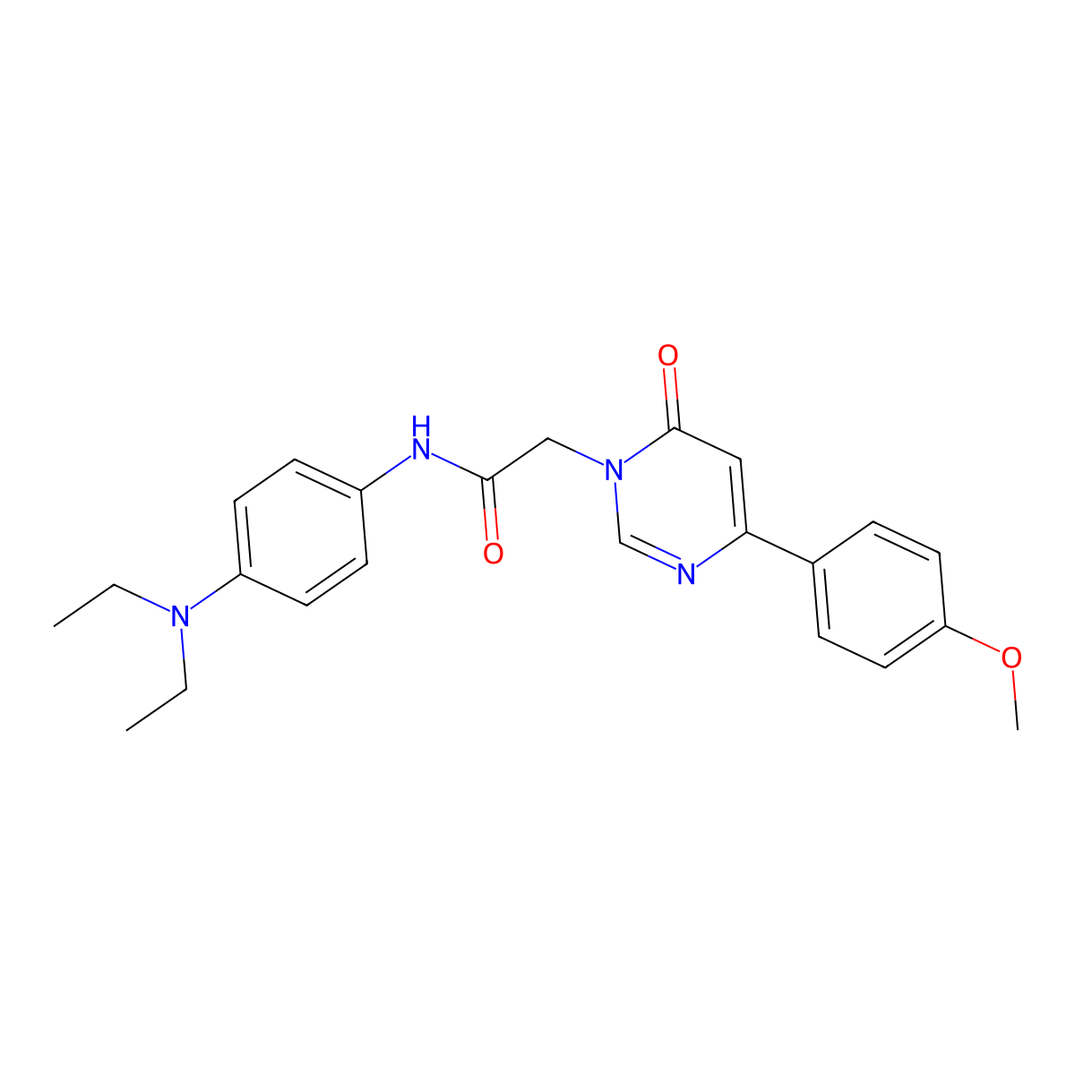 N-[4-(diethylamino)phenyl]-2-[4-(4-methoxyphenyl)-6-oxo-1,6-dihydropyrimidin-1-yl]acetamide molecular structure, CAS 1058437-11-8
