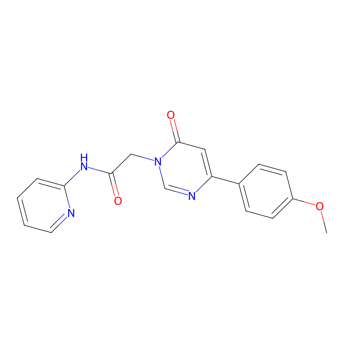 2-[4-(4-methoxyphenyl)-6-oxo-1,6-dihydropyrimidin-1-yl]-N-(pyridin-2-yl)acetamide molecular structure, CAS 1058437-19-6