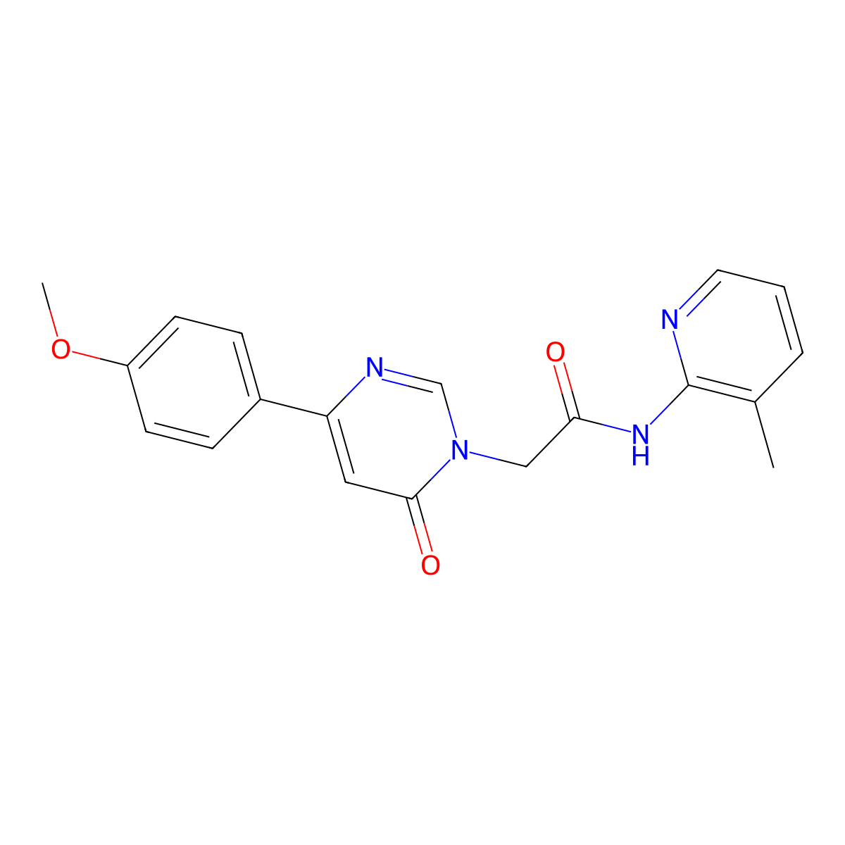 2-[4-(4-methoxyphenyl)-6-oxo-1,6-dihydropyrimidin-1-yl]-N-(3-methylpyridin-2-yl)acetamide molecular structure, CAS 1058437-22-1