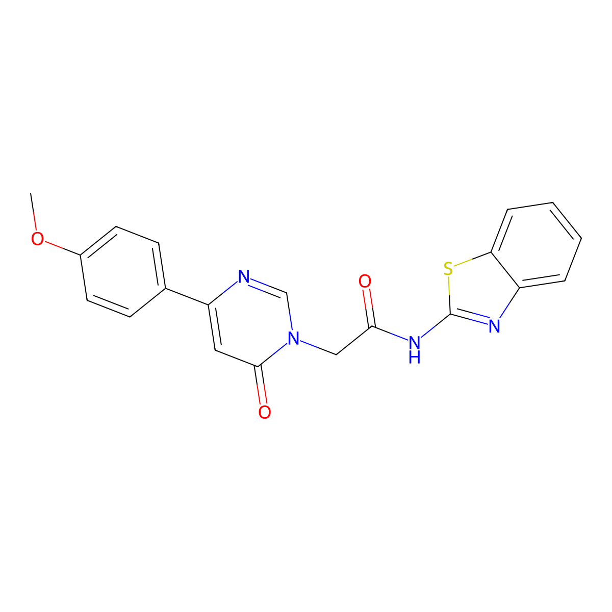 N-(1,3-benzothiazol-2-yl)-2-[4-(4-methoxyphenyl)-6-oxo-1,6-dihydropyrimidin-1-yl]acetamide molecular structure, CAS 1058437-24-3