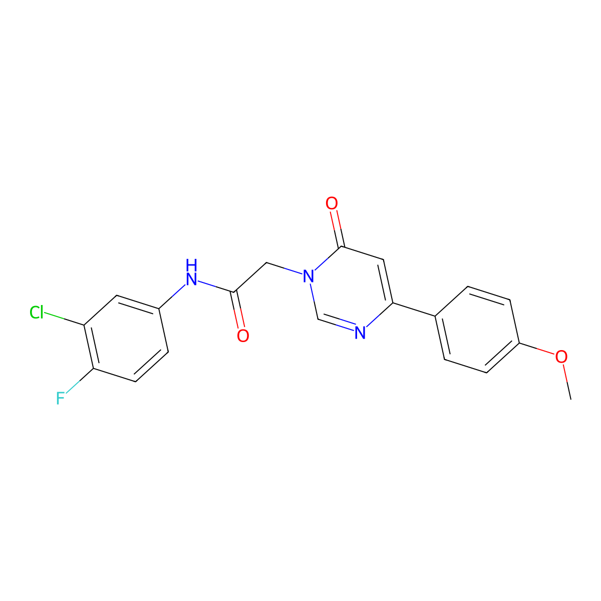 N-(3-chloro-4-fluorophenyl)-2-(4-(4-methoxyphenyl)-6-oxopyrimidin-1(6H)-yl)acetamide molecular structure, CAS 1058437-34-5