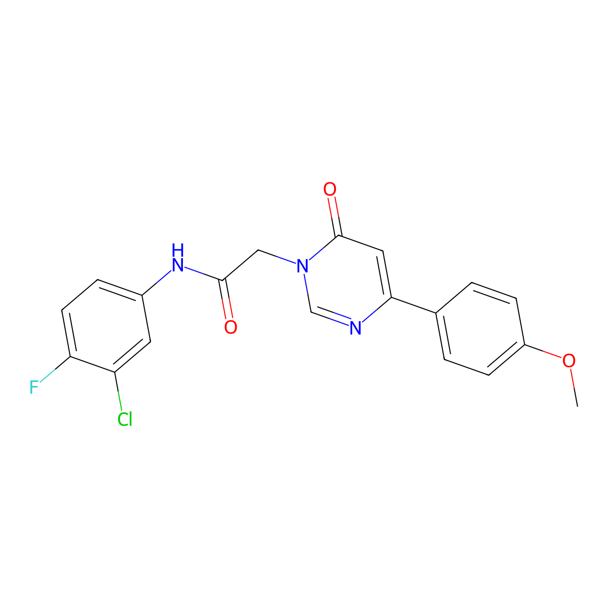 N-(3-chloro-4-fluorophenyl)-2-(4-(4-methoxyphenyl)-6-oxopyrimidin-1(6H)-yl)acetamide molecular structure, CAS 1058437-34-5