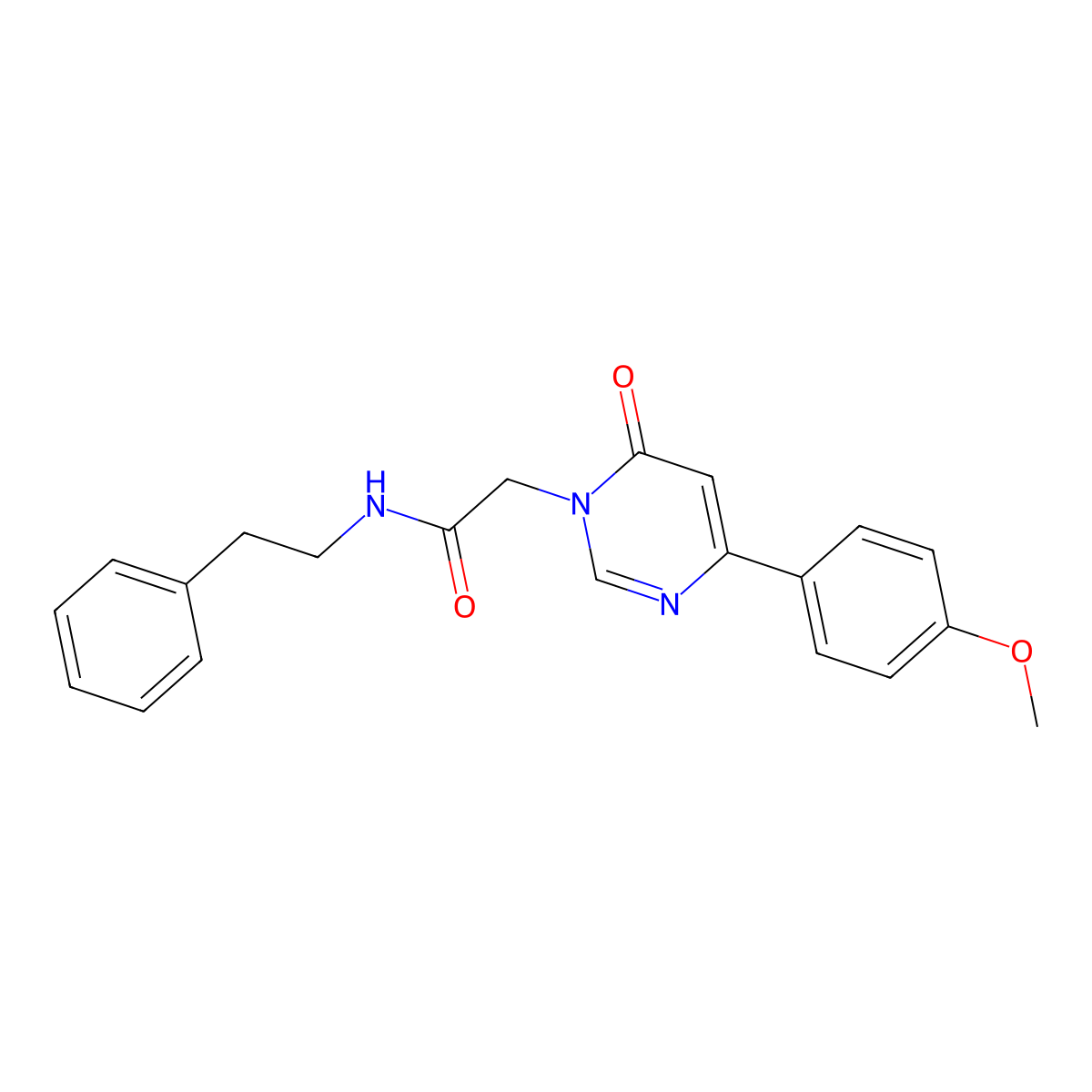 2-[4-(4-methoxyphenyl)-6-oxo-1,6-dihydropyrimidin-1-yl]-N-(2-phenylethyl)acetamide molecular structure, CAS 1058437-43-6