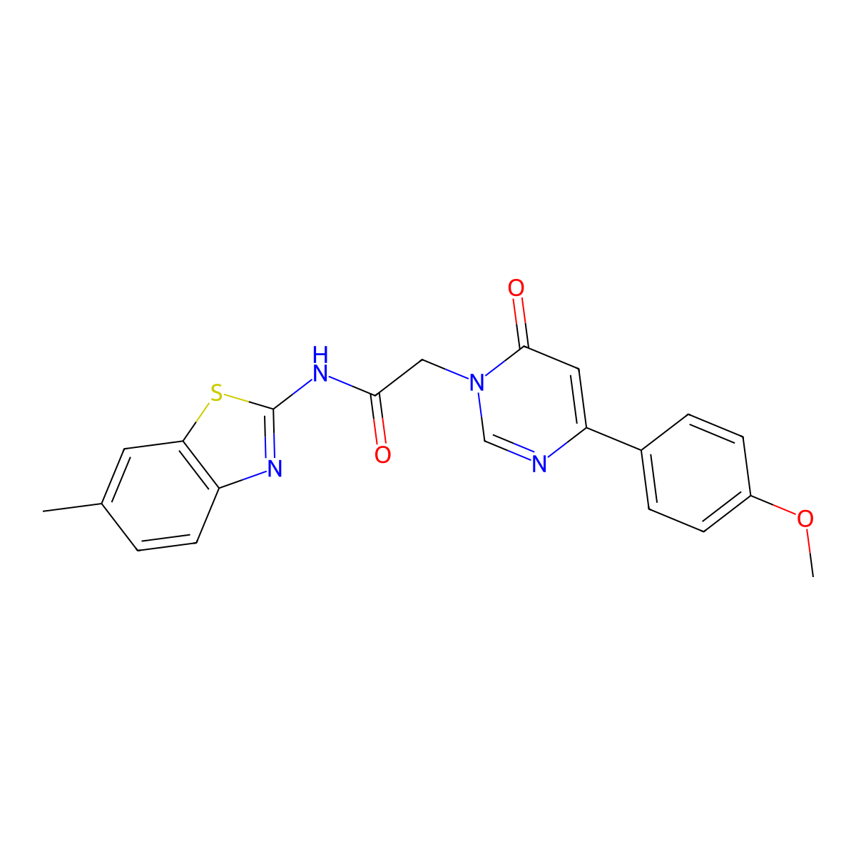 2-(4-(4-methoxyphenyl)-6-oxopyrimidin-1(6H)-yl)-N-(6-methylbenzo[d]thiazol-2-yl)acetamide molecular structure, CAS 1058437-63-0