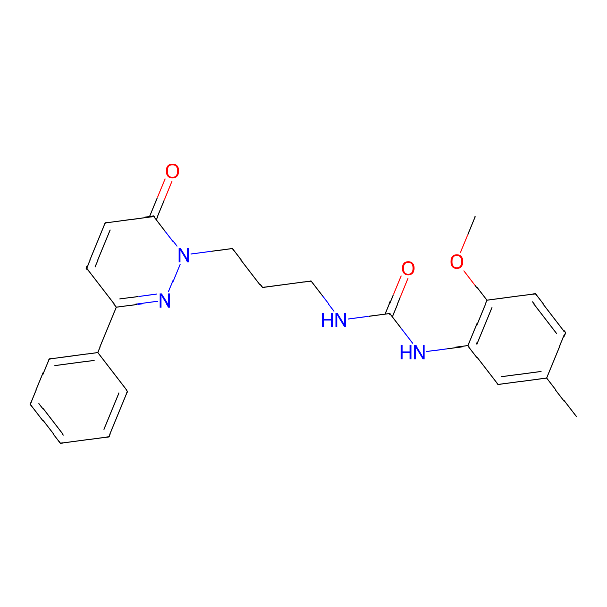 1-(2-methoxy-5-methylphenyl)-3-(3-(6-oxo-3-phenylpyridazin-1(6H)-yl)propyl)urea molecular structure, CAS 1058439-89-6