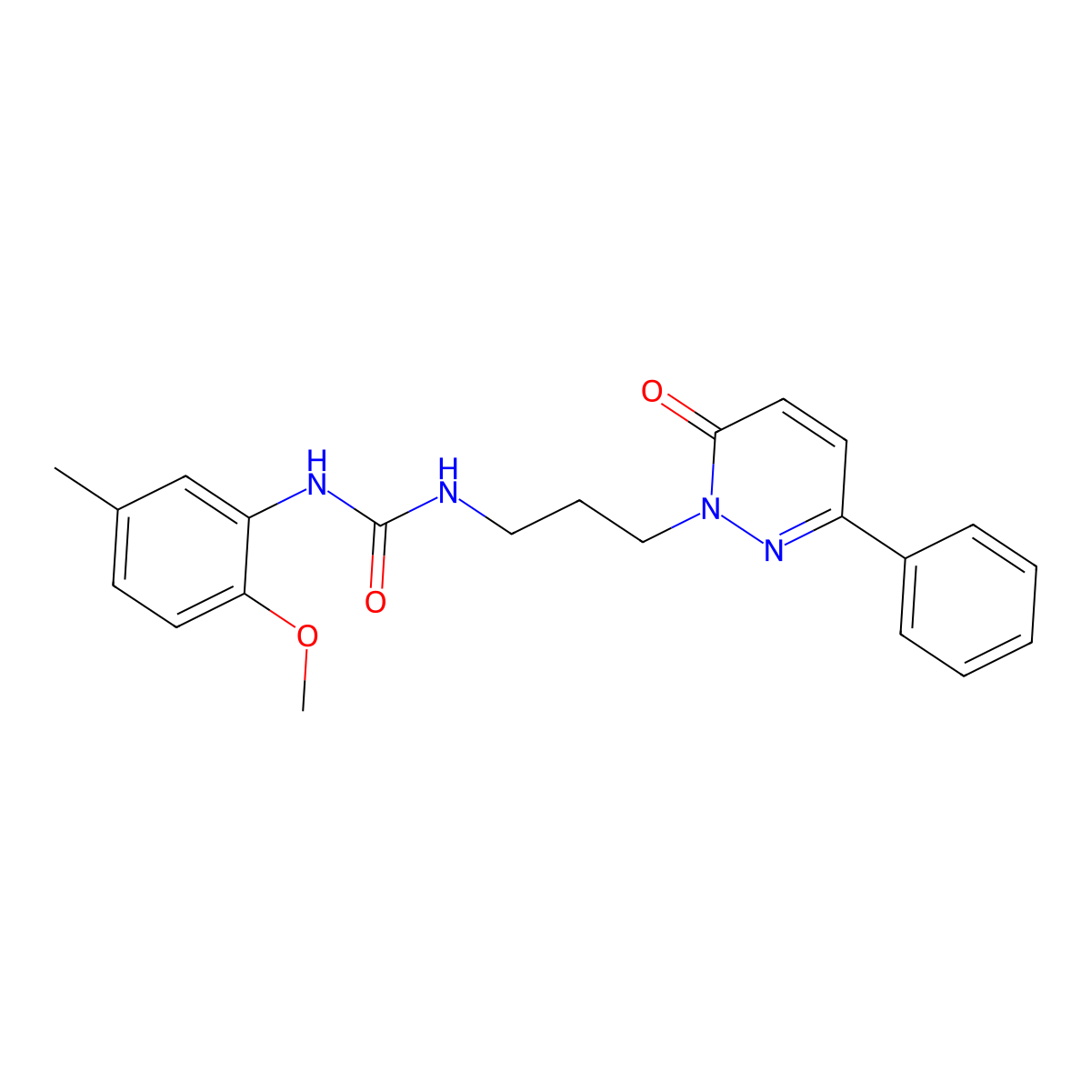 1-(2-methoxy-5-methylphenyl)-3-(3-(6-oxo-3-phenylpyridazin-1(6H)-yl)propyl)urea molecular structure, CAS 1058439-89-6