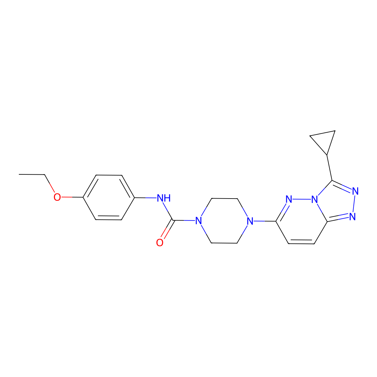 4-{3-cyclopropyl-[1,2,4]triazolo[4,3-b]pyridazin-6-yl}-N-(4-ethoxyphenyl)piperazine-1-carboxamide molecular structure, CAS 1058444-42-0