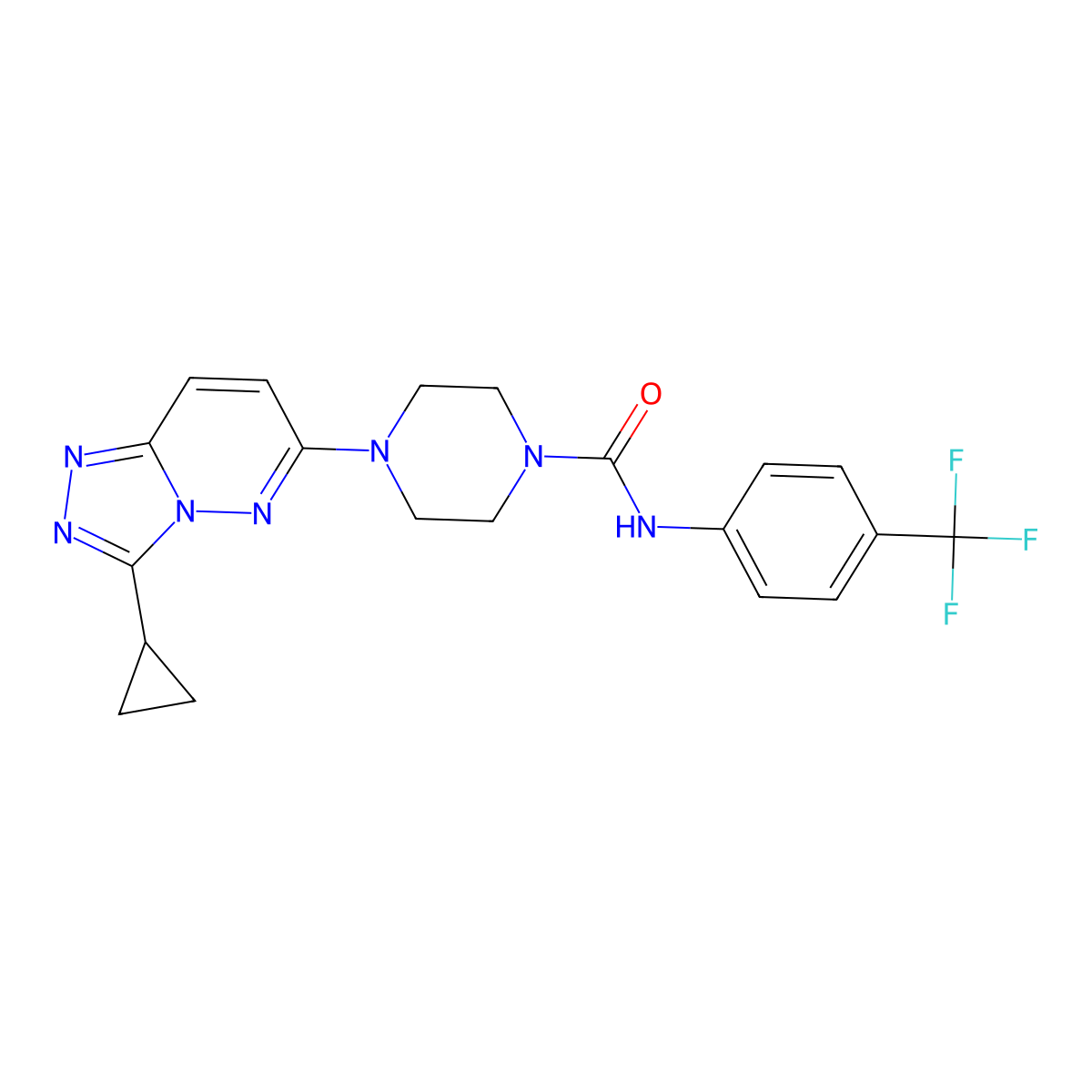 4-(3-cyclopropyl-[1,2,4]triazolo[4,3-b]pyridazin-6-yl)-N-(4-(trifluoromethyl)phenyl)piperazine-1-carboxamide molecular structure, CAS 1058444-47-5