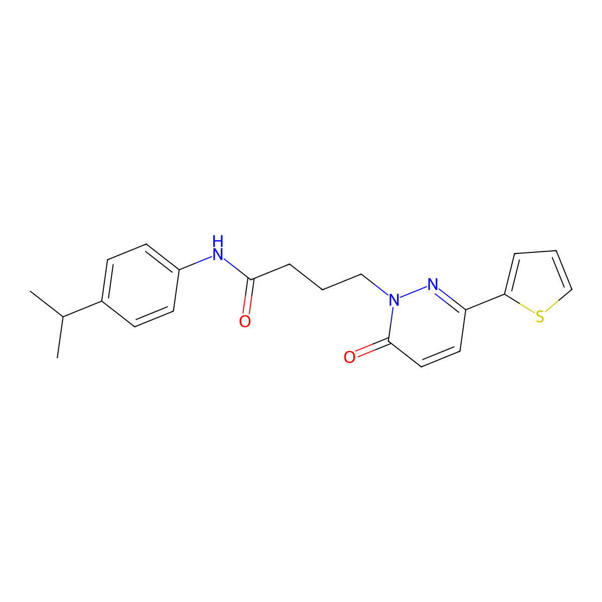 4-[6-oxo-3-(thiophen-2-yl)-1,6-dihydropyridazin-1-yl]-N-[4-(propan-2-yl)phenyl]butanamide molecular structure, CAS 1058446-66-4