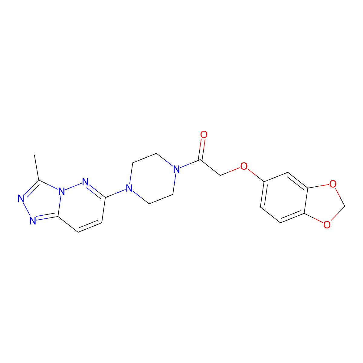 2-(Benzo[d][1,3]dioxol-5-yloxy)-1-(4-(3-methyl-[1,2,4]triazolo[4,3-b]pyridazin-6-yl)piperazin-1-yl)ethanone molecular structure, CAS 1058447-84-9