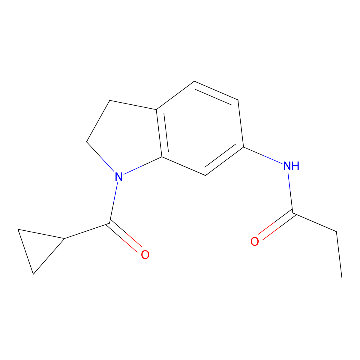 N-(1-cyclopropanecarbonyl-2,3-dihydro-1H-indol-6-yl)propanamide molecular structure, CAS 1058454-45-7