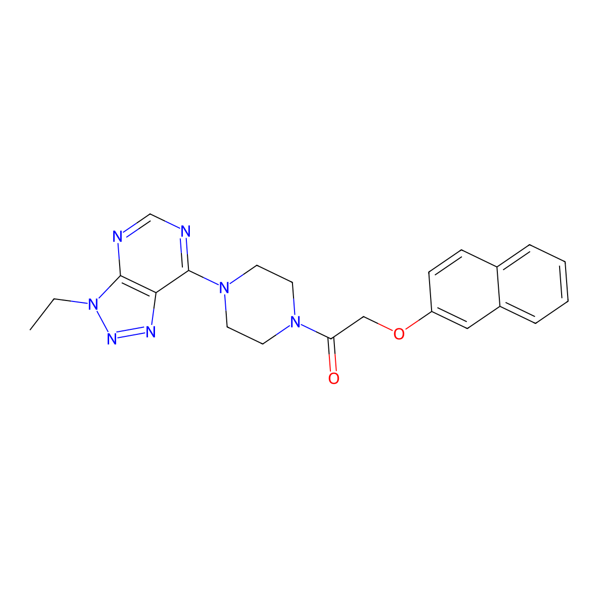 1-(4-{3-ethyl-3H-[1,2,3]triazolo[4,5-d]pyrimidin-7-yl}piperazin-1-yl)-2-(naphthalen-2-yloxy)ethan-1-one molecular structure, CAS 1058455-94-9