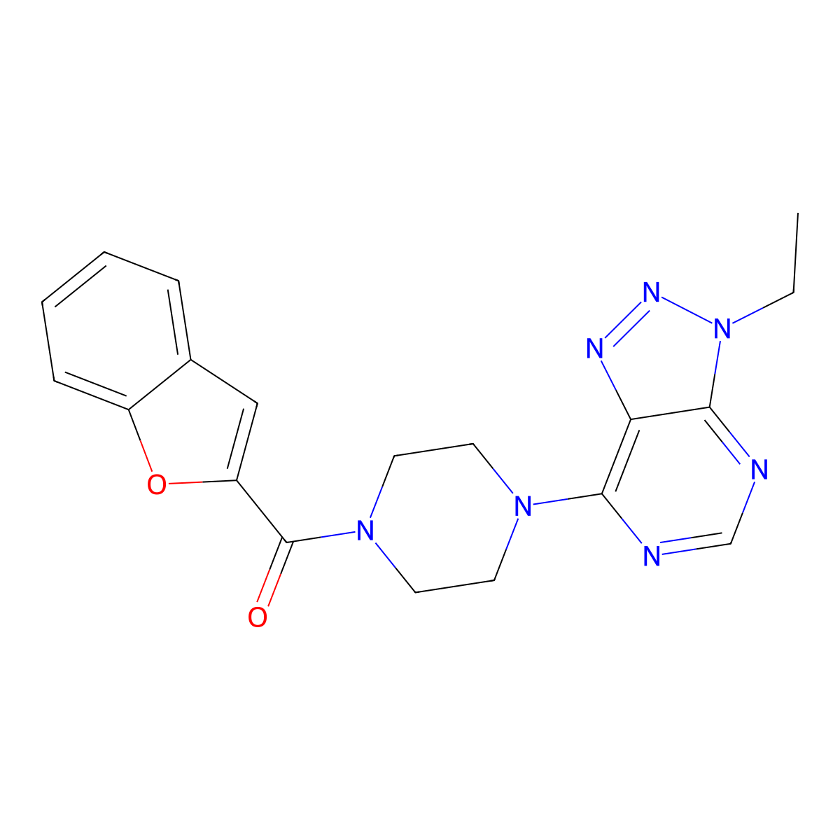 1-(1-benzofuran-2-carbonyl)-4-{3-ethyl-3H-[1,2,3]triazolo[4,5-d]pyrimidin-7-yl}piperazine molecular structure, CAS 1058456-10-2