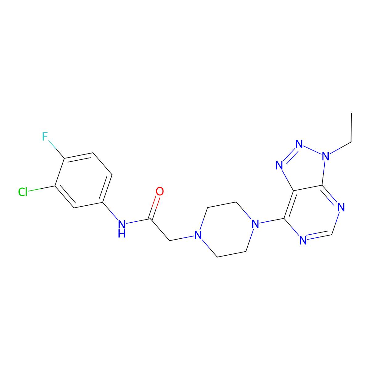 N-(3-chloro-4-fluorophenyl)-2-(4-{3-ethyl-3H-[1,2,3]triazolo[4,5-d]pyrimidin-7-yl}piperazin-1-yl)acetamide molecular structure, CAS 1058457-07-0
