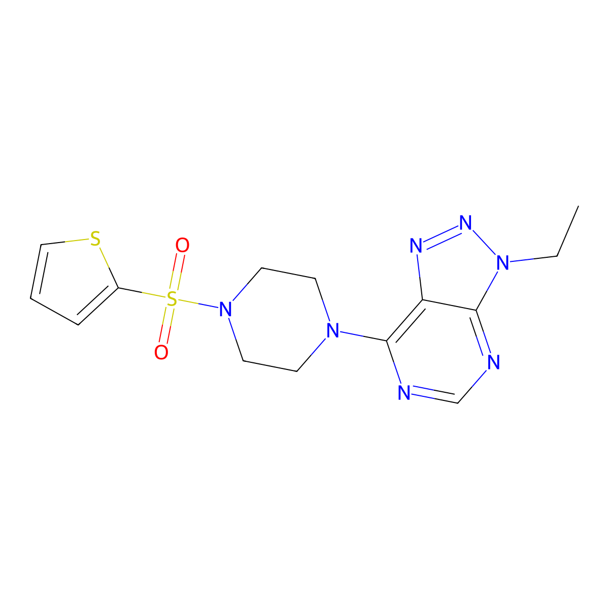3-ethyl-7-(4-(thiophen-2-ylsulfonyl)piperazin-1-yl)-3H-[1,2,3]triazolo[4,5-d]pyrimidine molecular structure, CAS 1058457-36-5