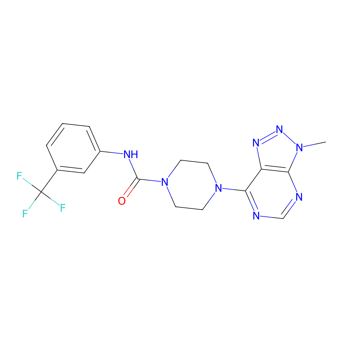 4-{3-methyl-3H-[1,2,3]triazolo[4,5-d]pyrimidin-7-yl}-N-[3-(trifluoromethyl)phenyl]piperazine-1-carboxamide molecular structure, CAS 1058457-64-9