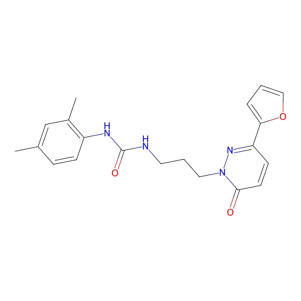 1-(2,4-dimethylphenyl)-3-(3-(3-(furan-2-yl)-6-oxopyridazin-1(6H)-yl)propyl)urea molecular structure, CAS 1058458-25-5
