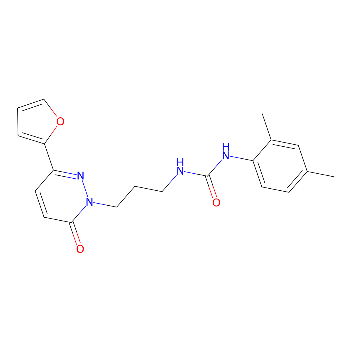 1-(2,4-dimethylphenyl)-3-(3-(3-(furan-2-yl)-6-oxopyridazin-1(6H)-yl)propyl)urea molecular structure, CAS 1058458-25-5