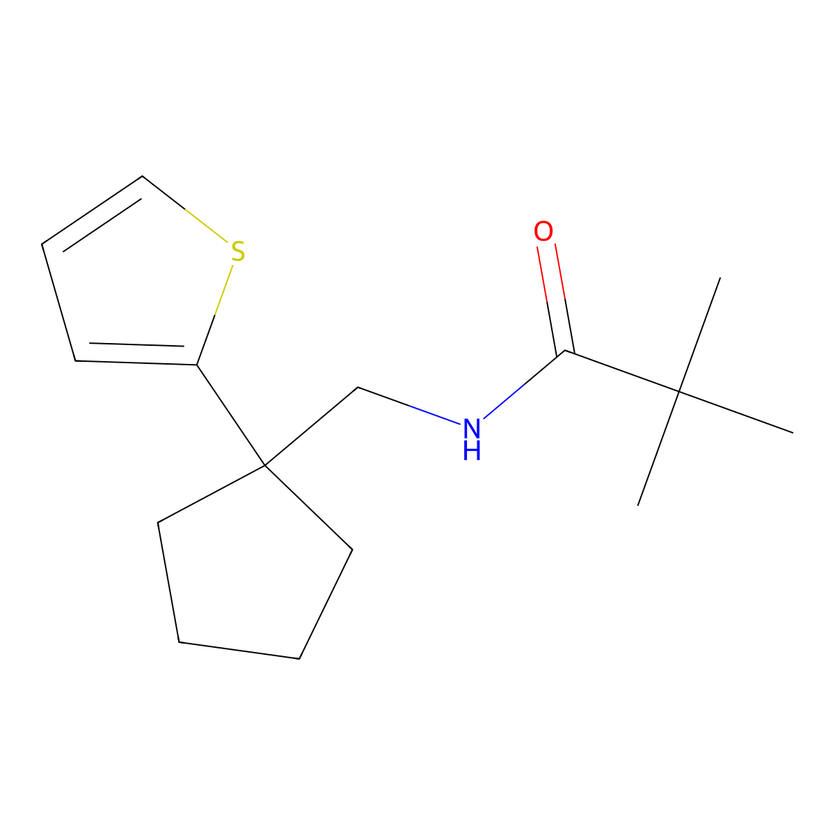 2,2-dimethyl-N-{[1-(thiophen-2-yl)cyclopentyl]methyl}propanamide molecular structure, CAS 1058459-36-1