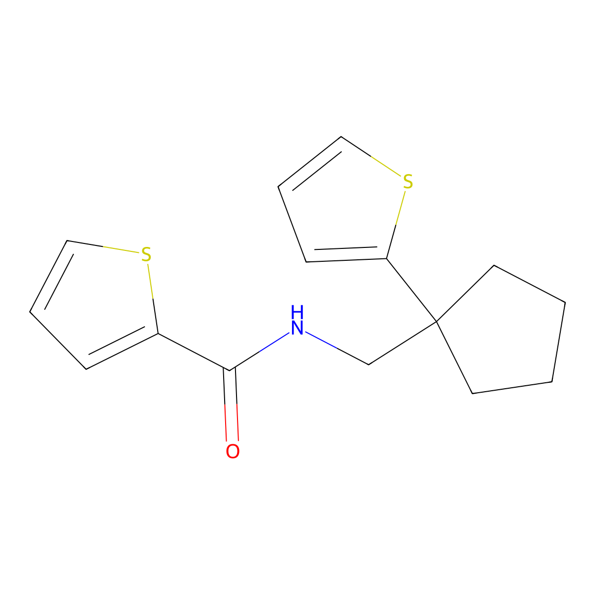 N-{[1-(thiophen-2-yl)cyclopentyl]methyl}thiophene-2-carboxamide molecular structure, CAS 1058459-45-2