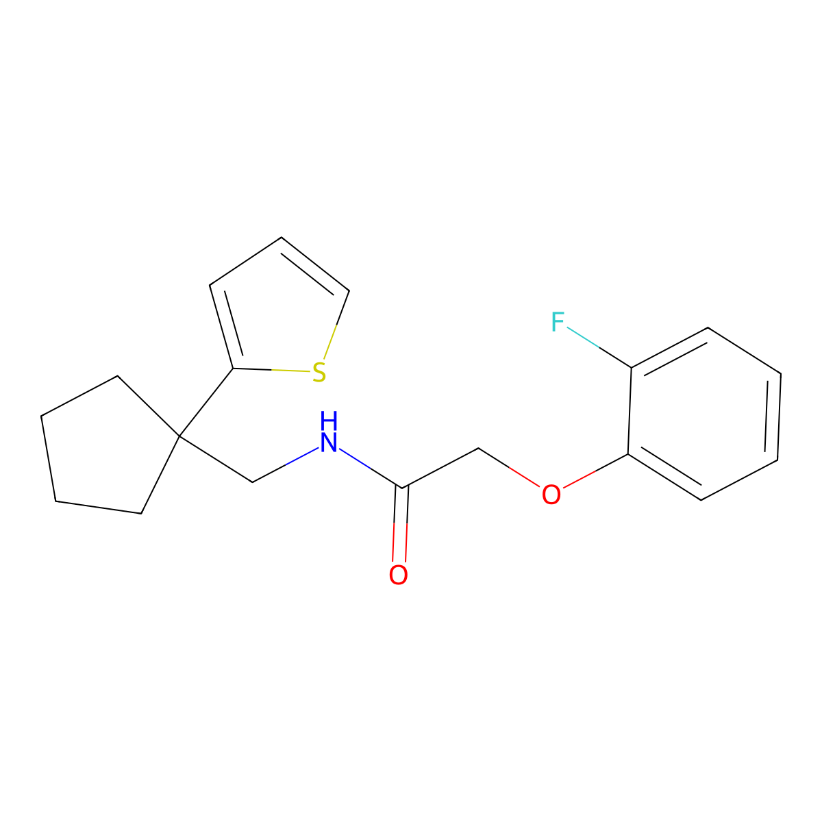 2-(2-fluorophenoxy)-N-{[1-(thiophen-2-yl)cyclopentyl]methyl}acetamide molecular structure, CAS 1058459-69-0