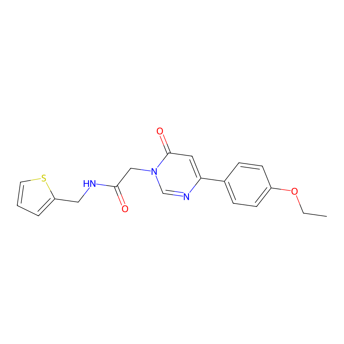 2-[4-(4-ethoxyphenyl)-6-oxo-1,6-dihydropyrimidin-1-yl]-N-[(thiophen-2-yl)methyl]acetamide molecular structure, CAS 1058461-55-4