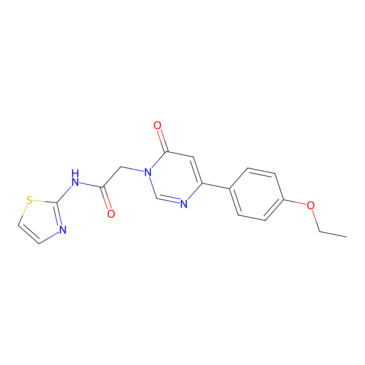 2-[4-(4-ethoxyphenyl)-6-oxo-1,6-dihydropyrimidin-1-yl]-N-(1,3-thiazol-2-yl)acetamide molecular structure, CAS 1058461-69-0