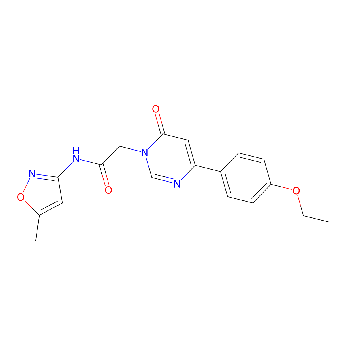 2-[4-(4-ethoxyphenyl)-6-oxo-1,6-dihydropyrimidin-1-yl]-N-(5-methyl-1,2-oxazol-3-yl)acetamide molecular structure, CAS 1058461-71-4