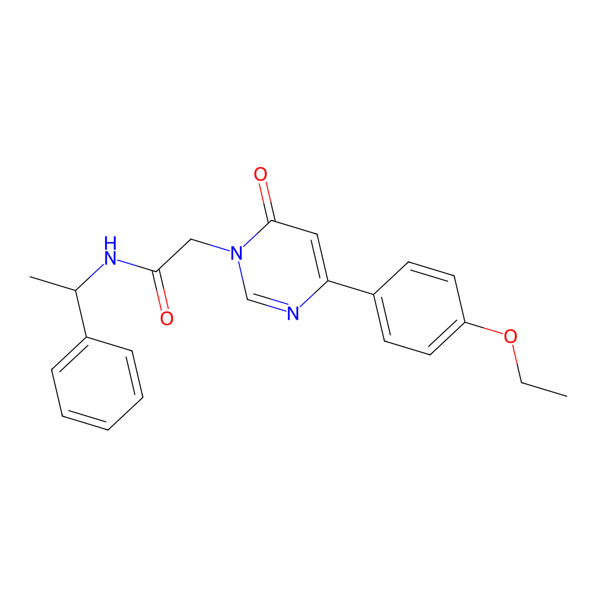 2-(4-(4-ethoxyphenyl)-6-oxopyrimidin-1(6H)-yl)-N-(1-phenylethyl)acetamide molecular structure, CAS 1058462-13-7
