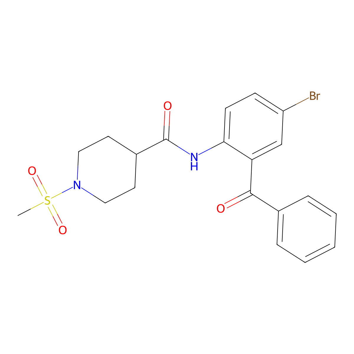N-(2-benzoyl-4-bromophenyl)-1-(methylsulfonyl)piperidine-4-carboxamide molecular structure, CAS 1058463-68-5