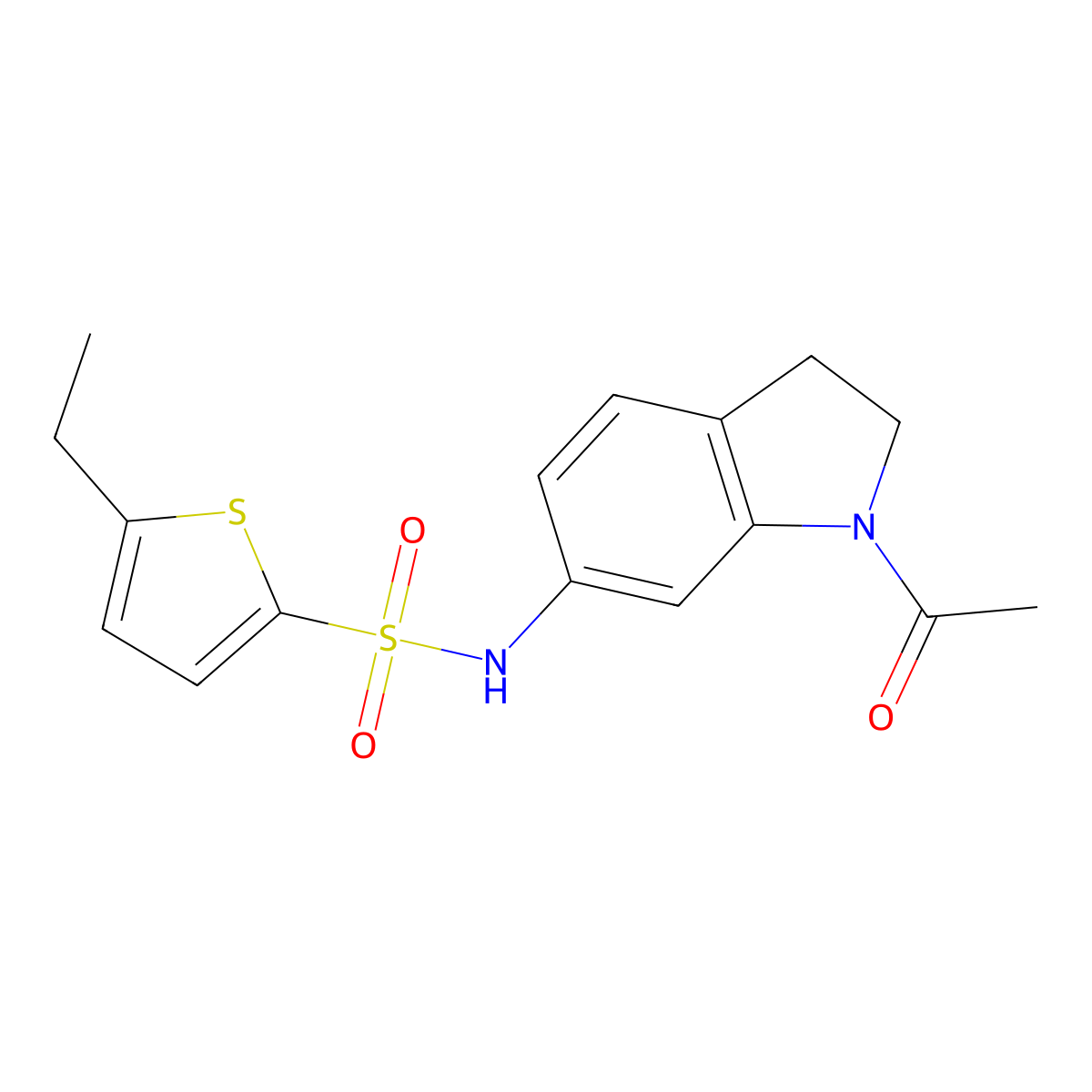 N-(1-acetyl-2,3-dihydro-1H-indol-6-yl)-5-ethylthiophene-2-sulfonamide molecular structure, CAS 1058468-98-6