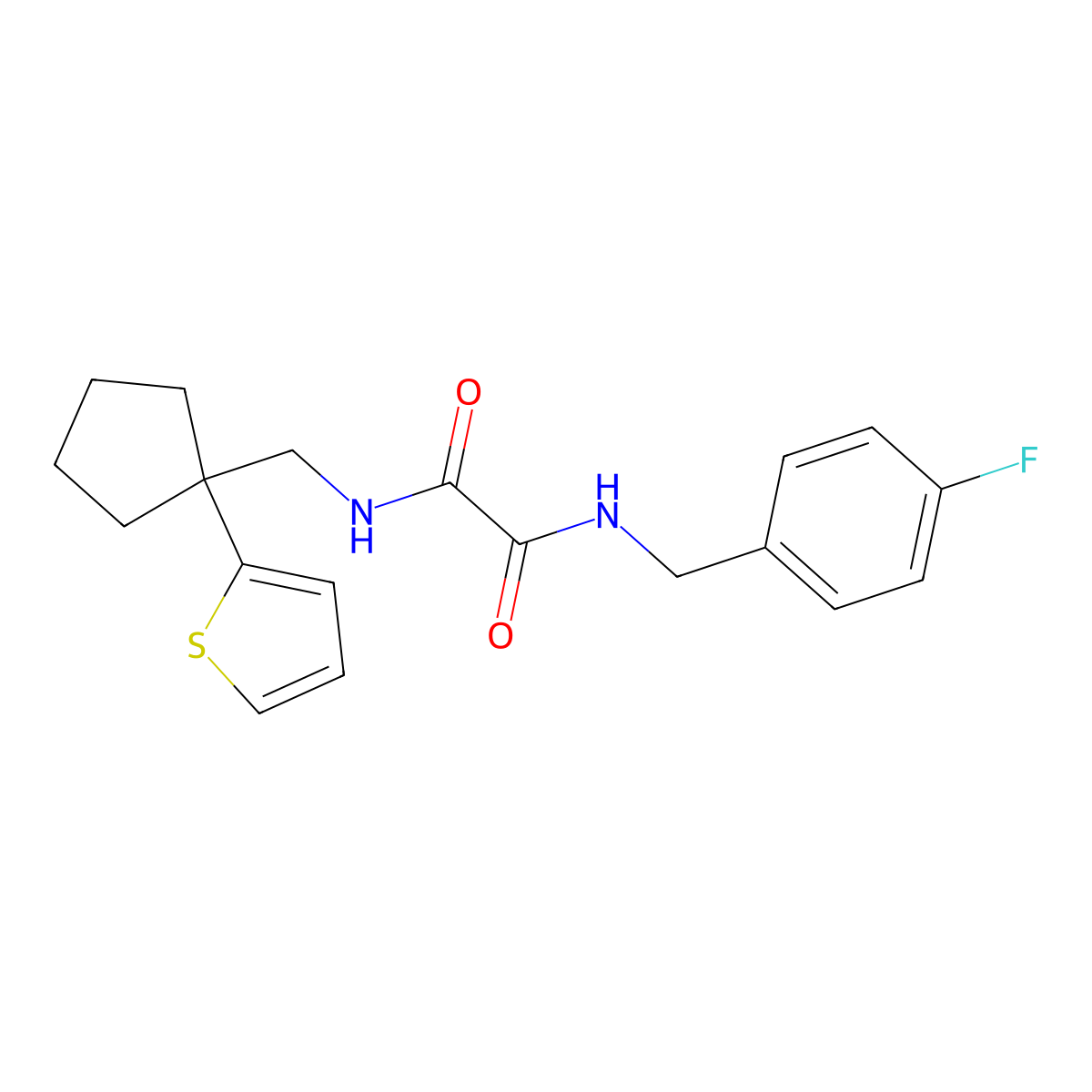 N'-[(4-fluorophenyl)methyl]-N-{[1-(thiophen-2-yl)cyclopentyl]methyl}ethanediamide molecular structure, CAS 1058475-53-8