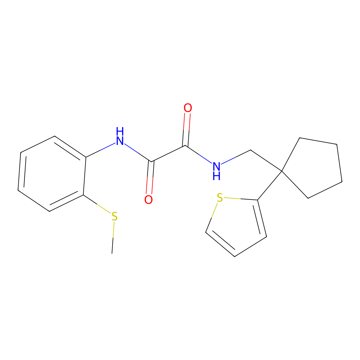 N'-[2-(methylsulfanyl)phenyl]-N-{[1-(thiophen-2-yl)cyclopentyl]methyl}ethanediamide molecular structure, CAS 1058475-56-1