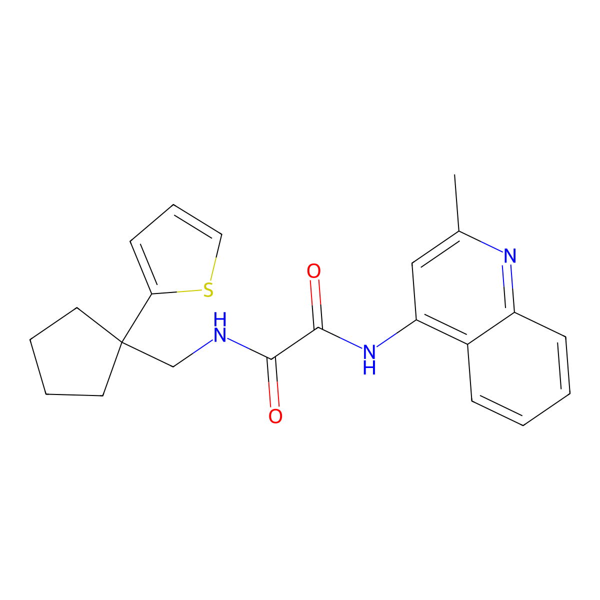 N'-(2-methylquinolin-4-yl)-N-{[1-(thiophen-2-yl)cyclopentyl]methyl}ethanediamide molecular structure, CAS 1058475-62-9
