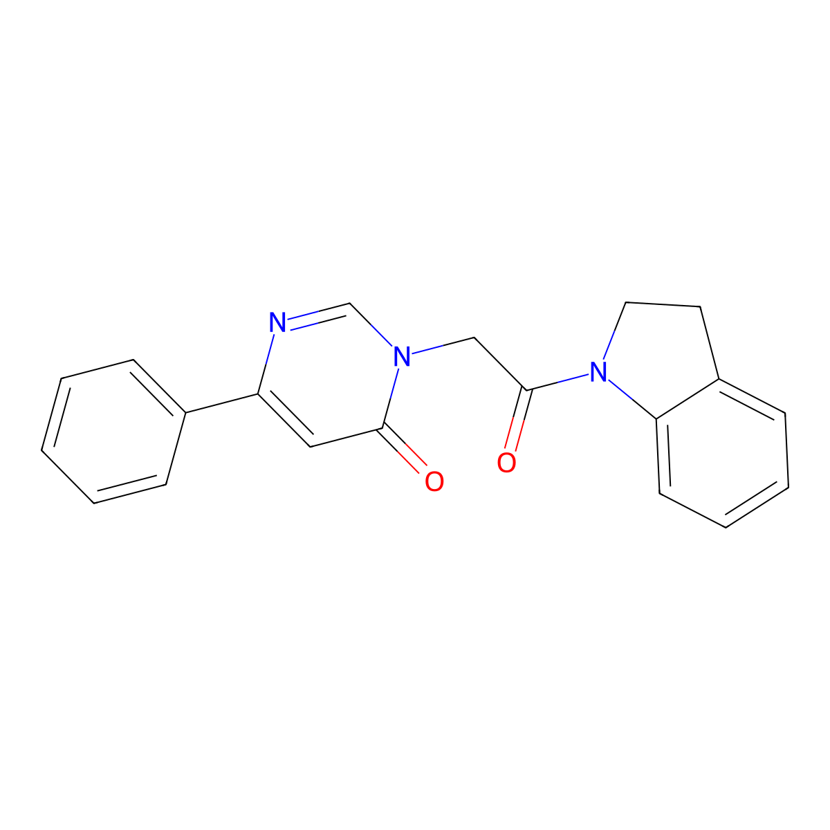 3-(2-(indolin-1-yl)-2-oxoethyl)-6-phenylpyrimidin-4(3H)-one molecular structure, CAS 1058484-41-5