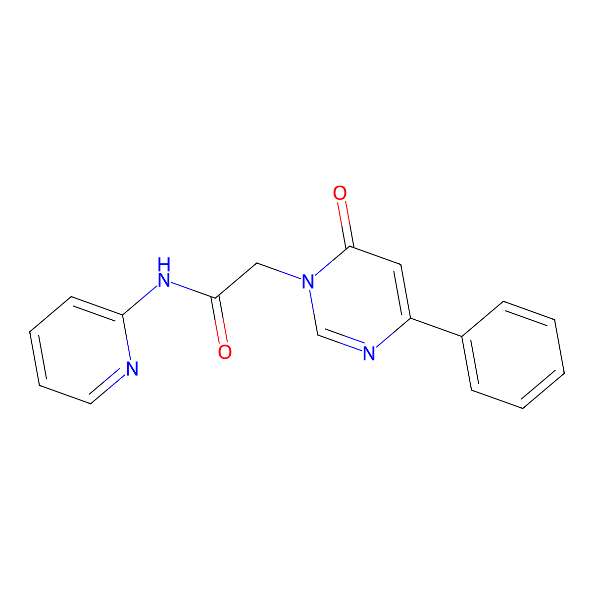 2-(6-oxo-4-phenyl-1,6-dihydropyrimidin-1-yl)-N-(pyridin-2-yl)acetamide molecular structure, CAS 1058484-54-0